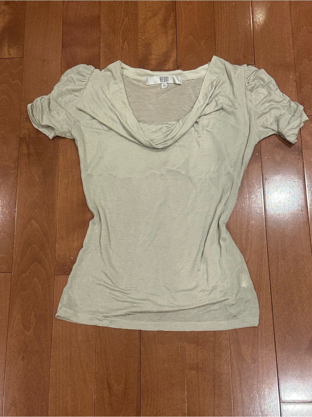 Vintage BEDO Light Sage Cowl Neck Short Sleeve Tee